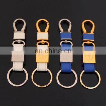 laser logo metal keychain blank leather keychain