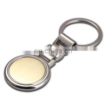 Blank round metal fashion keychain in plate gold