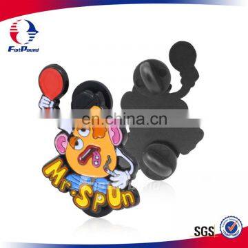 Spray Black Mr.SPUN Lapel Pins with Two Rubber Cultch