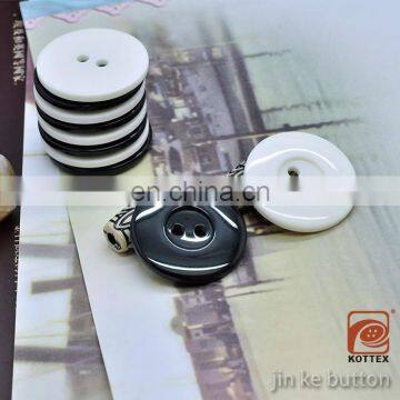 ECO Friendly Chinese 2Holes Pure Rod White/Black Solid Color Resin Plastic Coat Button For Shirt, Coat ,Garment