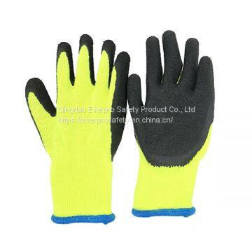 7G Acrylic Loop Napping Liner Latex Crinkle Coated Thermal Winter Work Gloves for construction and industrial