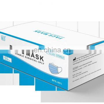 3plys 100%pp non woven and meltblown bacterial filtration efficiency is more than 99.3% disposable surgical mask