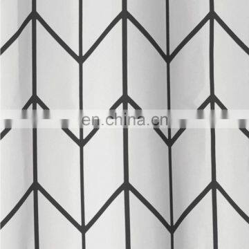 Extra Long Black Polyester Hotel Shower Curtain With Hooks photo-3