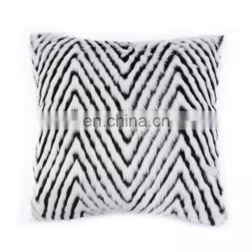 Home Decorative Cushion Faux Fur Micro Plush Throw Pillow Cutting Cover Geometric Figure photo-2