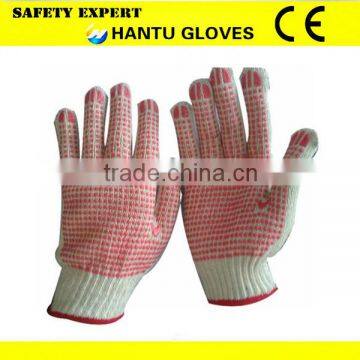 10g cotton glove, palm pvc dotted, single side