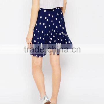 Summer Pleated Mini Skirt in Polka Dot . Custom Skirt, Women Clothes Guangzhou OEM,china Factory photo-2