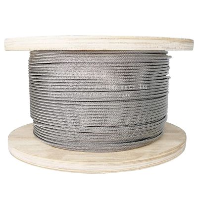 1/4 Wire Rope, 304 Stainless Steel Cable 7 X 19 Construction Strand Core Aircraft Cables Breaking Tension 6400 Lbs