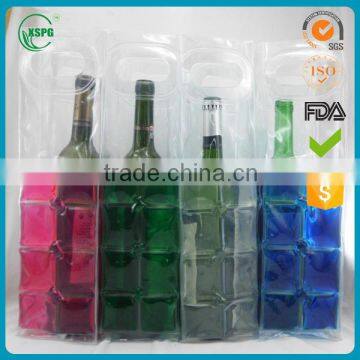 Gel ice pack PVC wine bottle cooler bag with handle