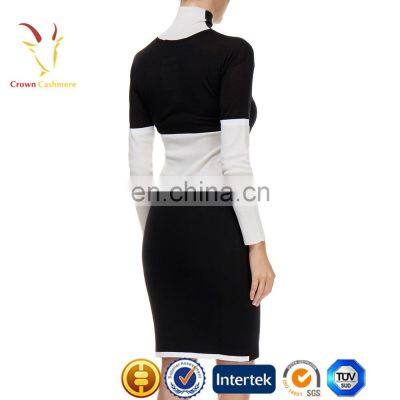 Fashion Two Color Winter Long Sleeve Turtleneck Slim Fit Sweater Dress photo-4