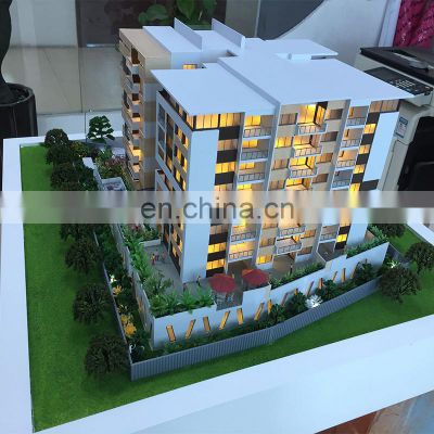 1:85 townhouse building model with light and miniature garden,architecture model