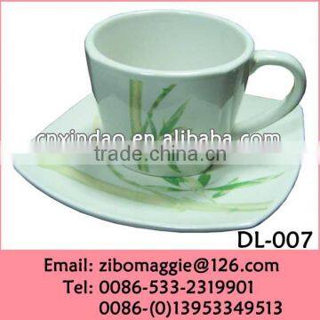 Hot Sale China Made Sqaure Shape Disposable Ceramic Cheap Coffee Cup and Saucer with Good Quality