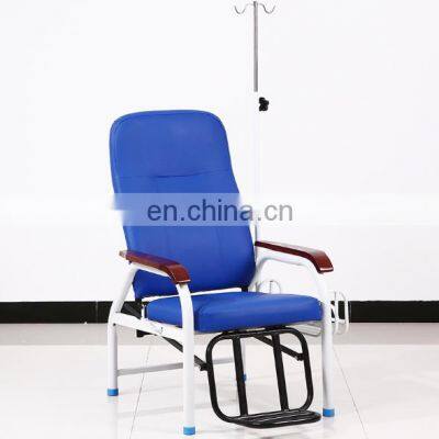 High Quality Medical Carbon Steel Transfusion Chair With Storage Basket and Footrest for Hospital Use photo-4