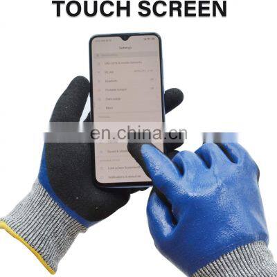 Blue Sandy Nitrile HPPE Sand Blasting Gloves photo-5