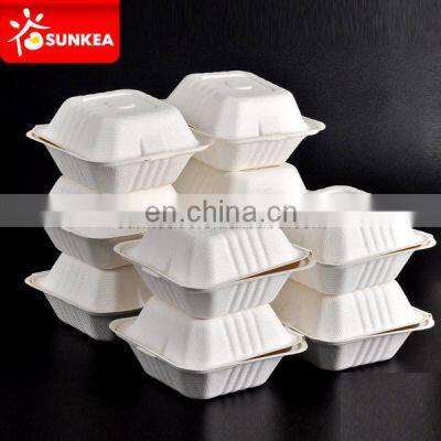 Sugarcane pulp clamshell biodegradable burger box