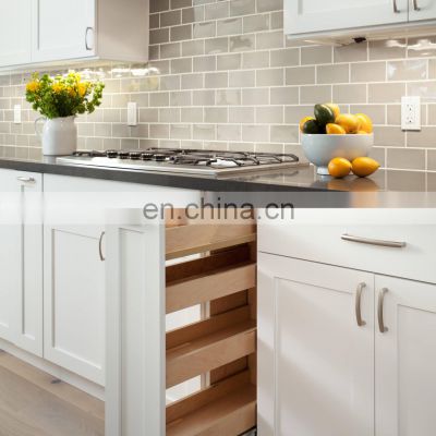 European Style Modular kitchen white shaker Kitchen Cabinet design with marble island