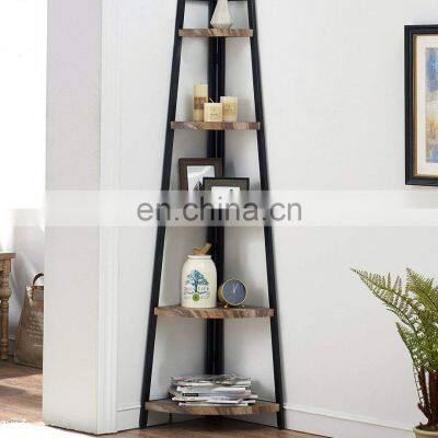 5 Tier  Shelf Industrial Corner Bookcase and Shelf