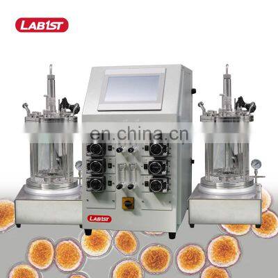 Small Lab Microorganism Microbiology Fermentation Fermentor Fermenter 5l 10l Benchtop Bench Top Glass Bioreactor