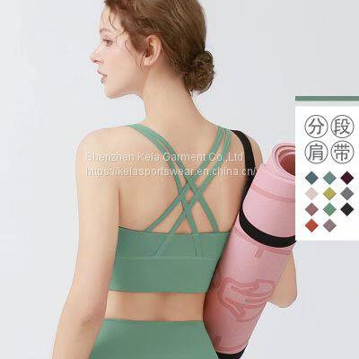 Yoga Workout Sports Bras for Women Criss Cross Back Medium Support Running Bra with Removable Cups