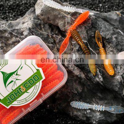 JOHNCOO AJING Soft Baits 48mm 0.48g PVC Material Mini Leaves Tail 40pcs Per Box Rock Soft Baits Fishing Lures photo-2