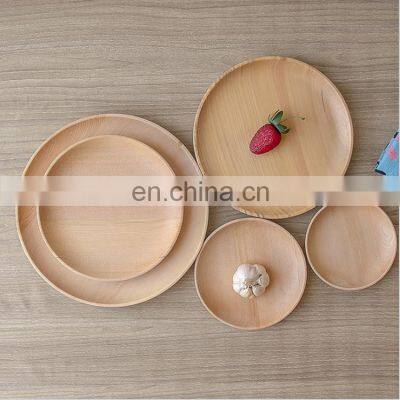 Hot selling eco-friendly wooden snack plate round bamboo dinner plates food grade serving plate for kids