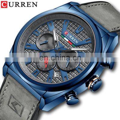 CURREN New 2021 Men's Casual Sports Analog Chronograph Watch Men's Blue Top Brand Luxury Military Rubber Watch Waterproof 8392