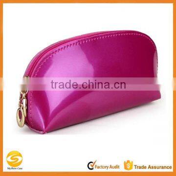 High quality makeup bag with custom logo,professional artist leather cosmetic bag,OEM leather plain purple toiletry makeup bag