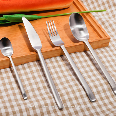 Modern Wedding Flatware Kitchen Knife Spoon Fork Stainless Steel Silver Matte Silverware Cutlery Set photo-5