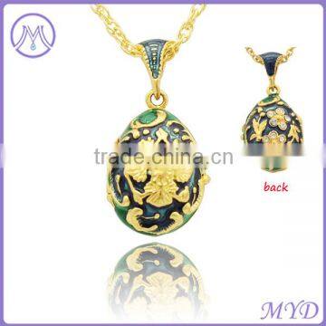 Professional Factory Color Enamel Russian Style Faberge Egg Pendant Locket Necklace