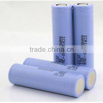 Deep cycle lithium ion rechargeable battery samsung ICR18650-30B 3000mah