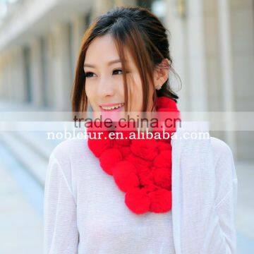 2015 good quality fancy rex rabbit fur pompon female Winter scarf