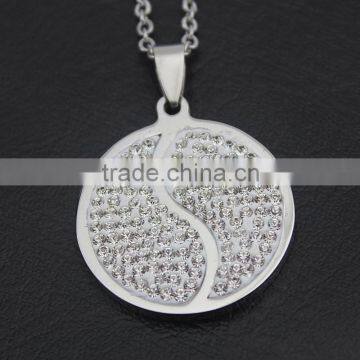 Stainless Steel Diamond Tai Chi Yin Yang Necklace Jewelry Wholesale photo-5