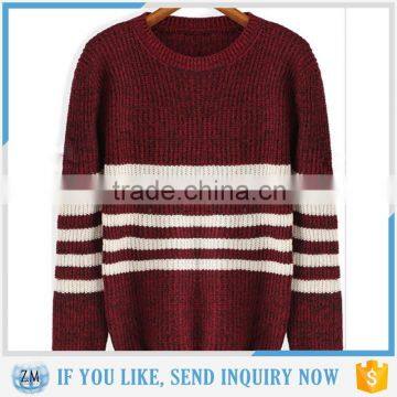 2016 Loose Round Neck Striped Red Sweater