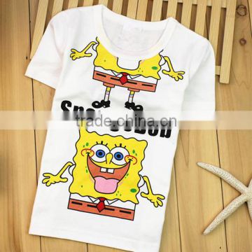 children's boutique SpongeBob shirts cute cartoon kids tshirt clothing wholesale white kid short sleeve shirt