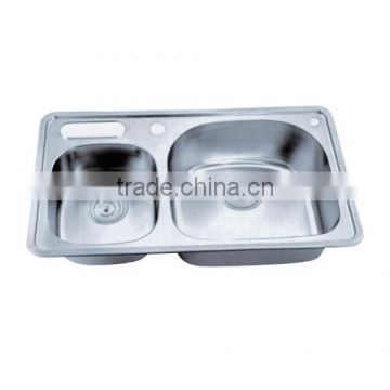 Double bowl round stainless steel kitchen sink