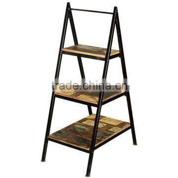 Popular new Design Ladder Bookcase in Iron frame and Reclaimed wood, Vintage Industrial Bookcase