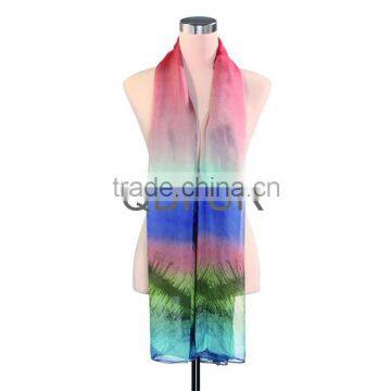 QD80455 Lady 100% Chiffon Silk Computer Inkjet Scarves