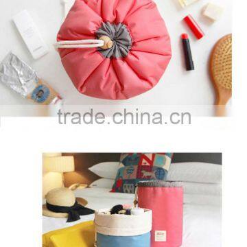 Cylindrical Bundle Mouth Portable Nylon Cosmetic Bag photo-5