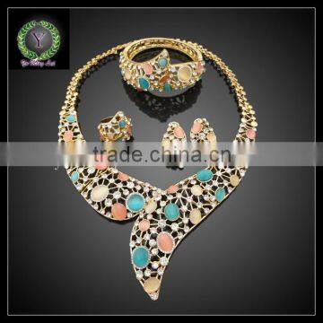 New arrival fashion wonderful luxury diamond colorful bridal artificial jewelry sets