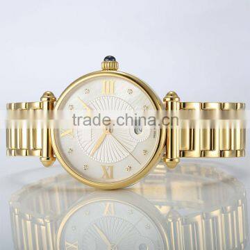 PVD Gold Ladies Stainless Steel Case Steel Back Watch Japan Quartz Movement Sapphire Glass With Gold Stainless Steel Band photo-6