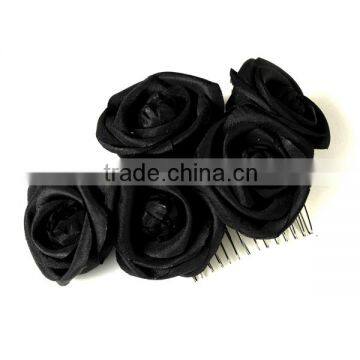 Charming Black Flower Bridal Hair Comb Wedding Hair Accessories