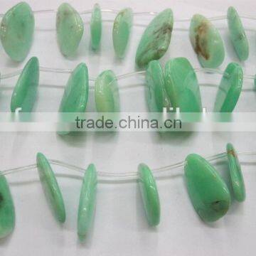 natural chrysoprase side drill beads strand 1214