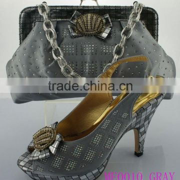 ME0010 gray High quality shoes and bags/ italian ladies shoes and matching bags/ women slipper/ wholesale shoes