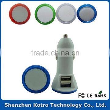 Led Light 5V 2A Cusotm Logo Mobile Phone Dual USB Car Charger in Hot Sale Stype