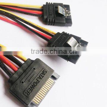 high quality SATA M to 2X SATA F power cable with shrapnel