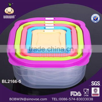 5 Color Suqare Shape Plastic Food Container