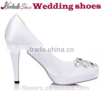 Wholesale White Wedding Shoes Middle Heel Ladies Shoes Low Shoe Factory China photo-6