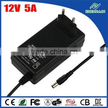 EU Switching Power Adapter 12V 5A Power Supplies DC With Wall Type