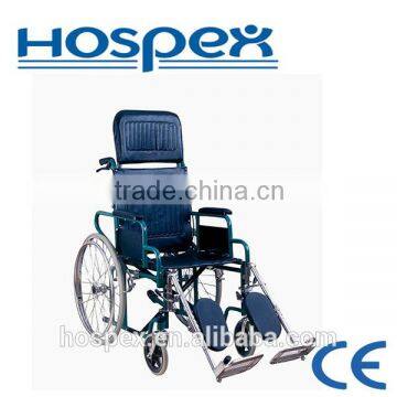 Adjustable seat angle steel reclining wheelchair