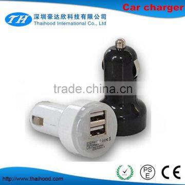 ABS material USB car charger with 2 charging port