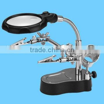 LED auxiliary clip magnifier/helping hand magnifier/illuminated magnifier